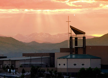 Mission, Hills, Church, Littleton, Colorado, sunset, west view